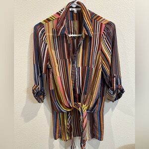 Colorful Striped Button-Up Shirt
